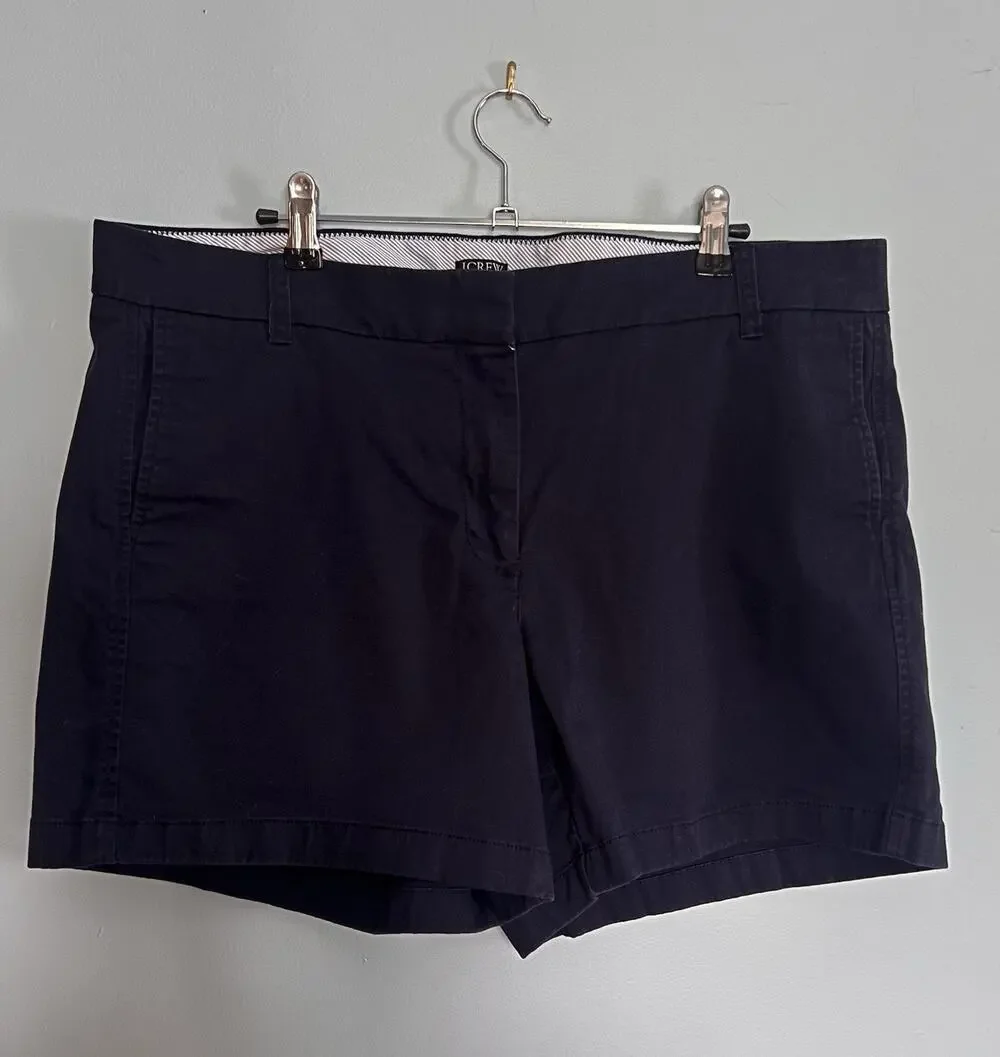 J.Crew Size 16 Navy Blue Cotton 5” Inseam Classic Preppy Chino Zip Shorts